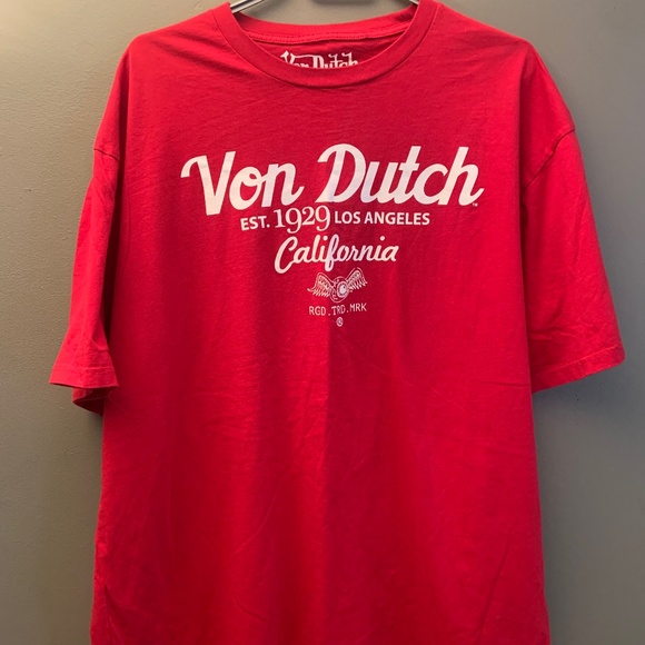 Von Dutch Large Logo Red T Shirt Men’s XXL - Picture 1 of 6